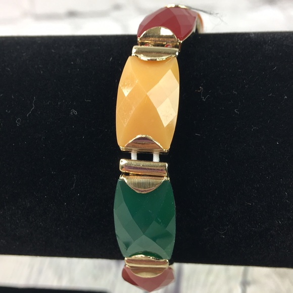 Monet multi color stretch square bracelet